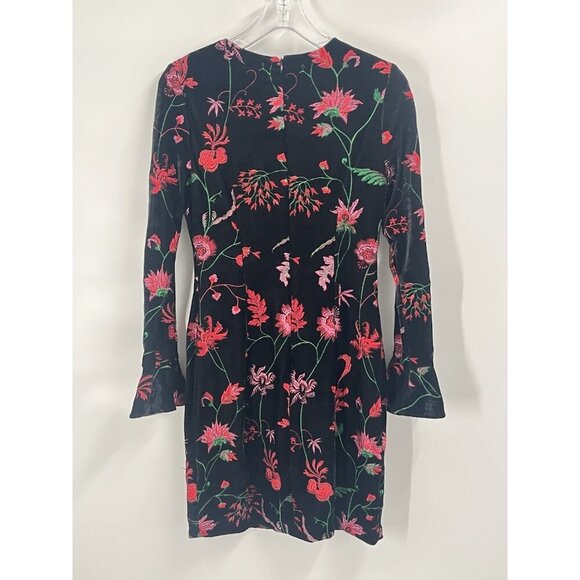 Aidan Mattox Black Velvet Floral Embroidered Dress Sz 6 Romantic Witchy Goth - Picture 6 of 6